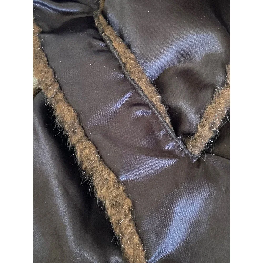 Vintage 60s Faux‎ Fur Shrug Wrap Cape Stole Brown Lined Stay Put 38